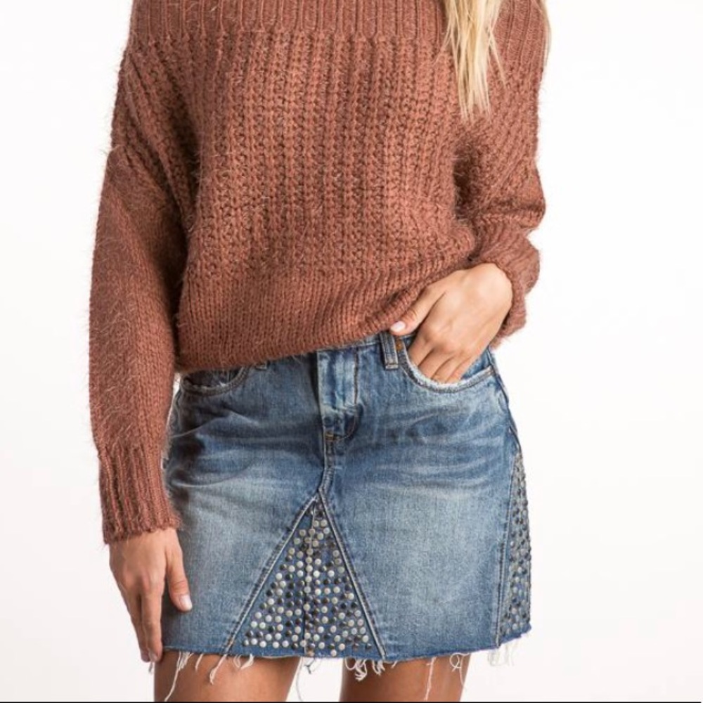 Blank NYC denim studded mini skirt